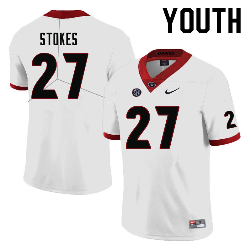 Georgia Bulldogs Youth Eric Stokes #27 White Stitched College UGA Football Jersey 23IY013EO